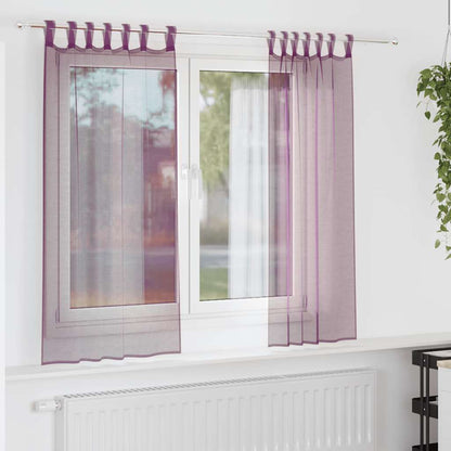 Voile Curtains with Loops 2 pcs Purple 140x175 cm