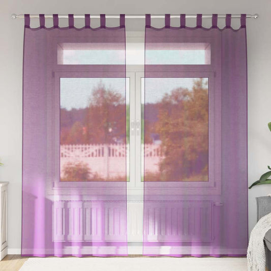 Voile Curtains with Loops 2 pcs Purple 140x225 cm