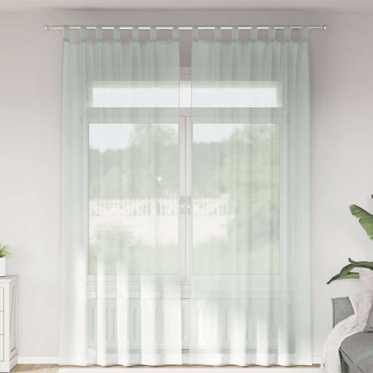 Voile Curtains with Loops 2 pcs Light Grey 140x260 cm