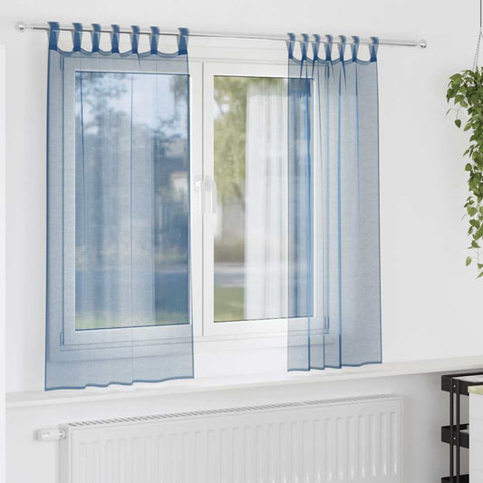 Voile Curtains with Loops 2 pcs Royal Blue 140x140 cm