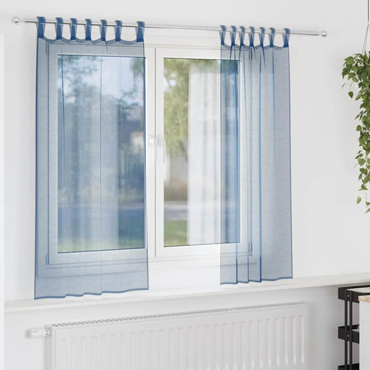 Voile Curtains with Loops 2 pcs Royal Blue 140x175 cm