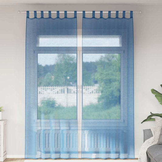 Voile Curtains with Loops 2 pcs Royal Blue 140x260 cm