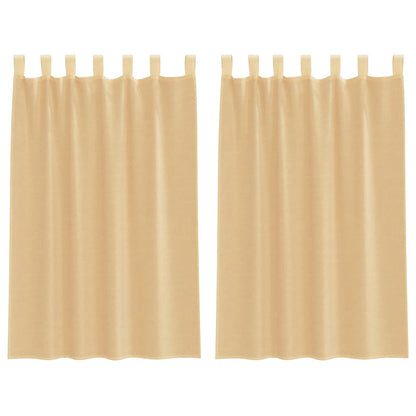 Voile Curtains with Loops 2 pcs Sand 140x175 cm