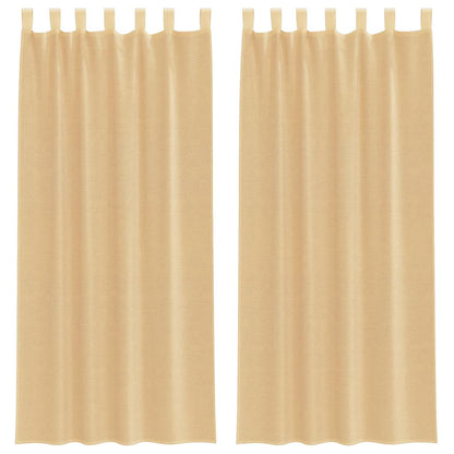 Voile Curtains with Loops 2 pcs Sand 140x225 cm