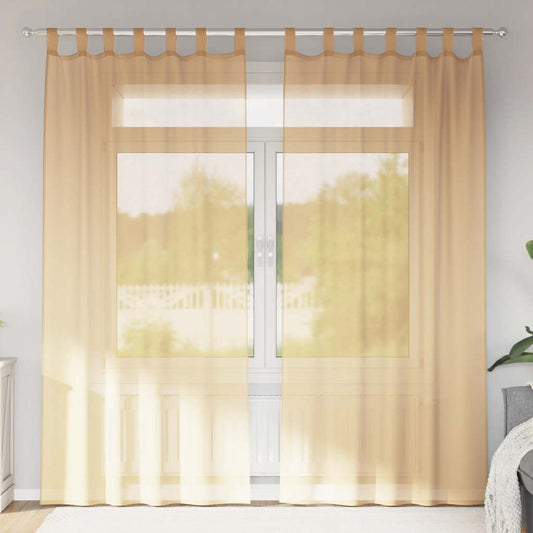 Voile Curtains with Loops 2 pcs Sand 140x245 cm