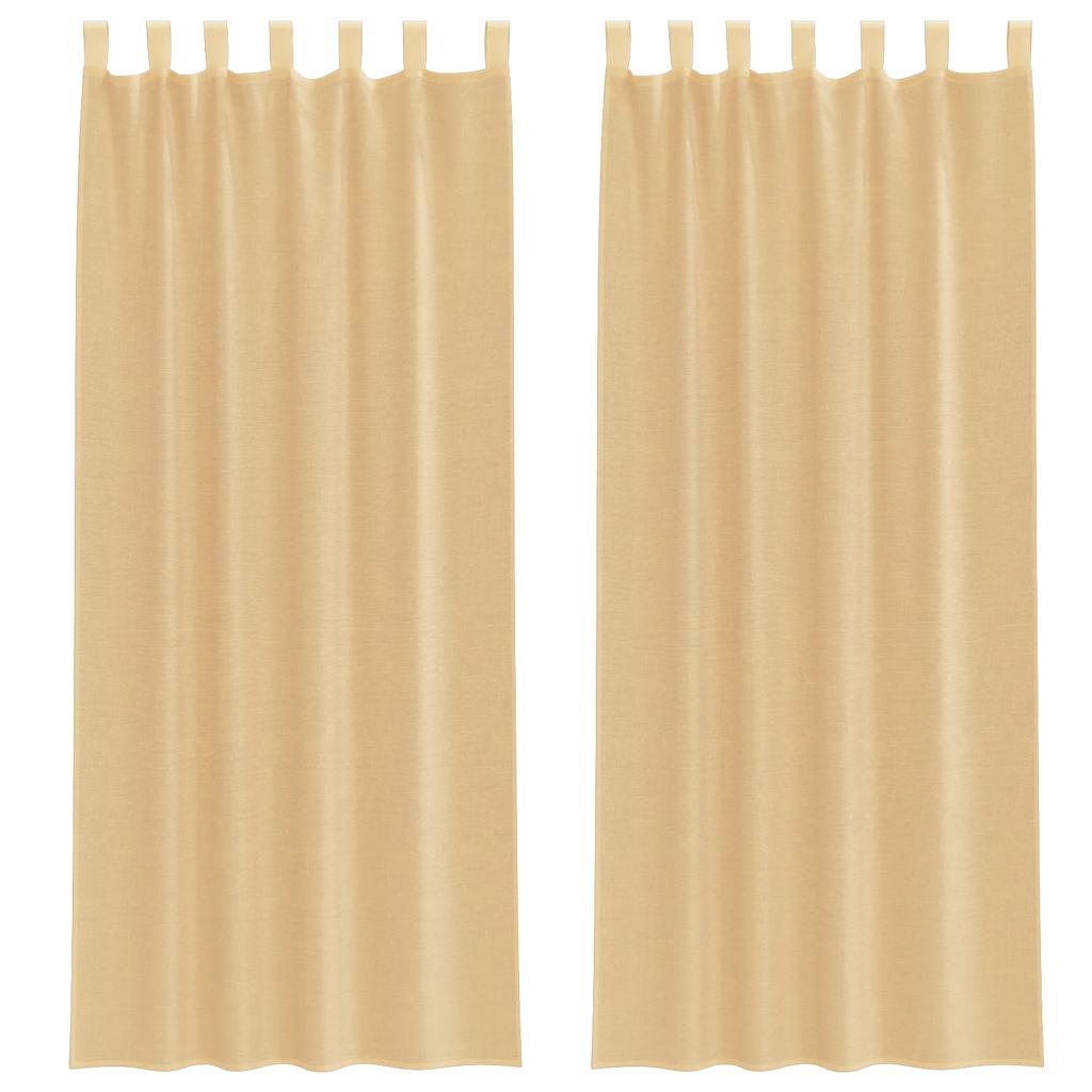 Voile Curtains with Loops 2 pcs Sand 140x260 cm