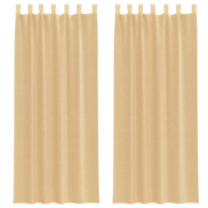 Voile Curtains with Loops 2 pcs Sand 140x260 cm