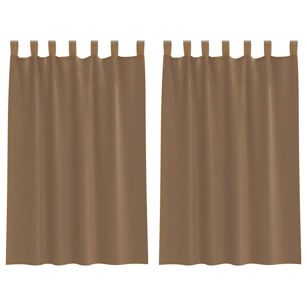 Voile Curtains with Loops 2 pcs Light Brown 140x175 cm