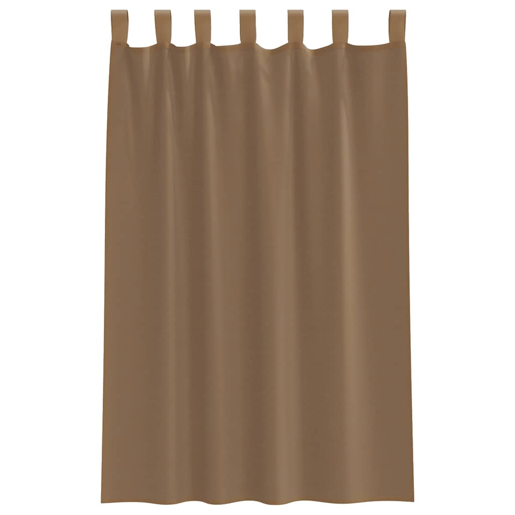 Voile Curtains with Loops 2 pcs Light Brown 140x175 cm