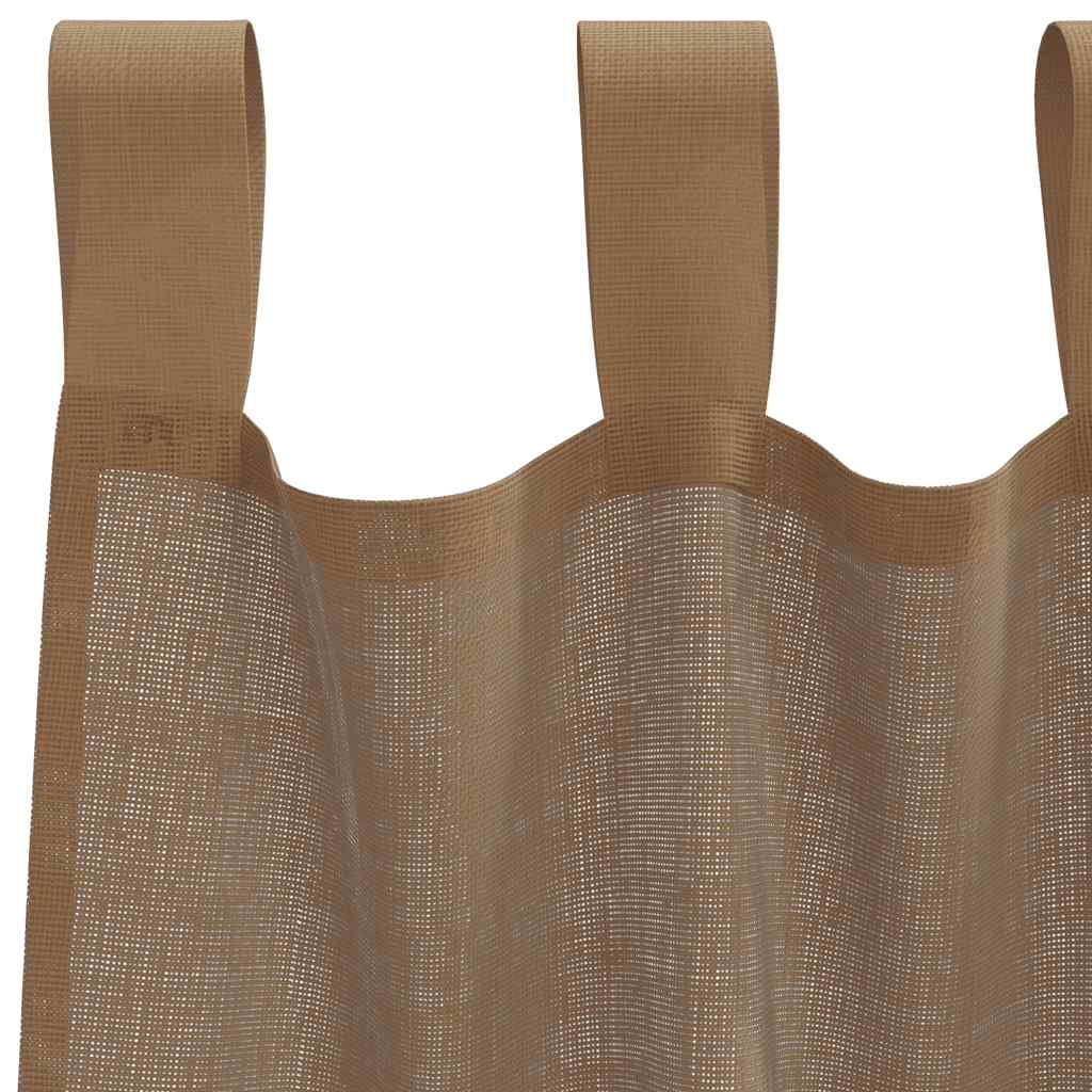 Voile Curtains with Loops 2 pcs Light Brown 140x175 cm