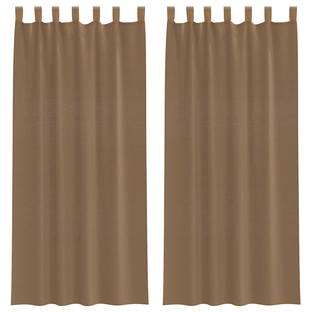 Voile Curtains with Loops 2 pcs Light Brown 140x245 cm
