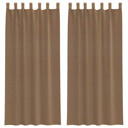 Voile Curtains with Loops 2 pcs Light Brown 140x245 cm