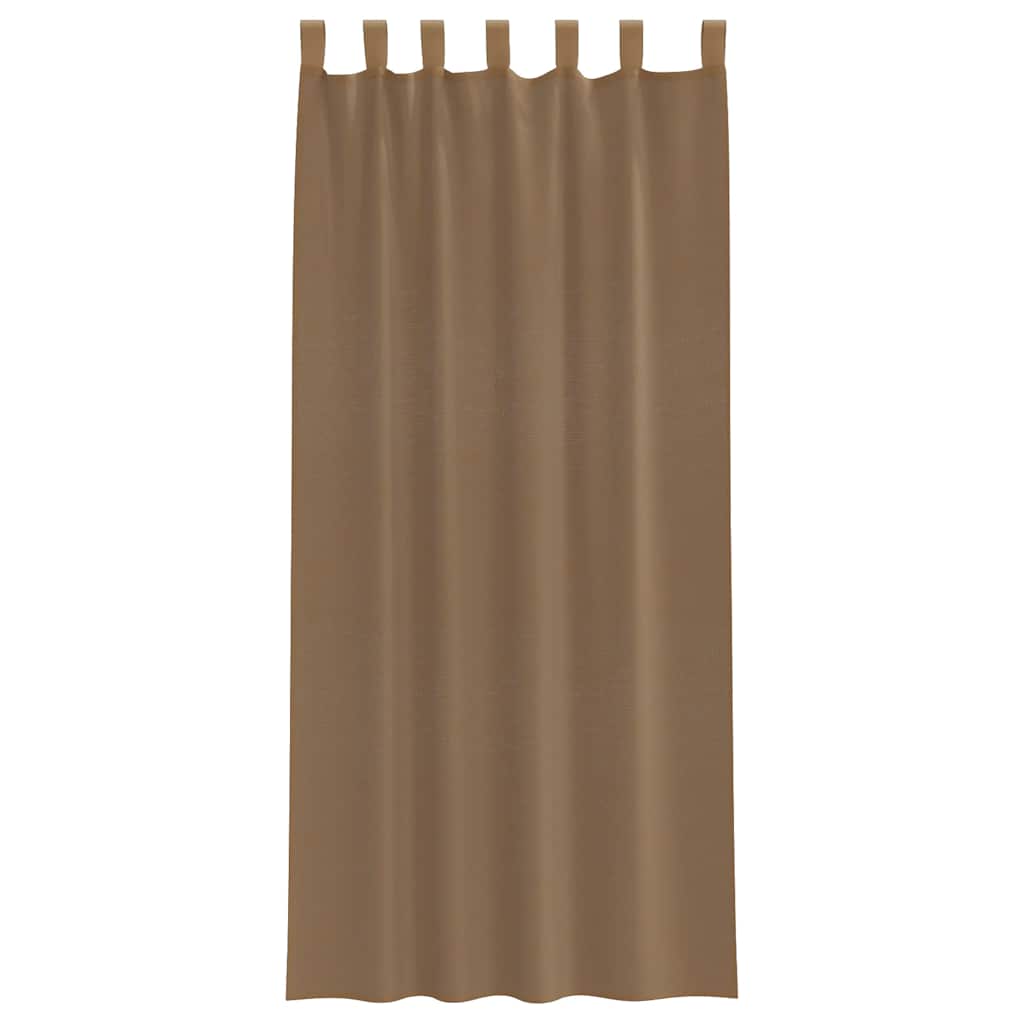 Voile Curtains with Loops 2 pcs Light Brown 140x245 cm