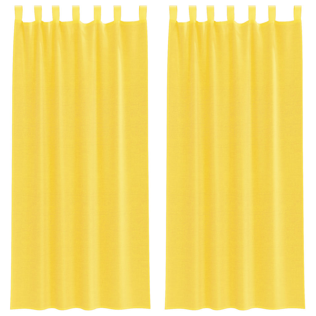 Voile Curtains with Loops 2 pcs Yellow 140x245 cm
