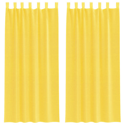 Voile Curtains with Loops 2 pcs Yellow 140x245 cm