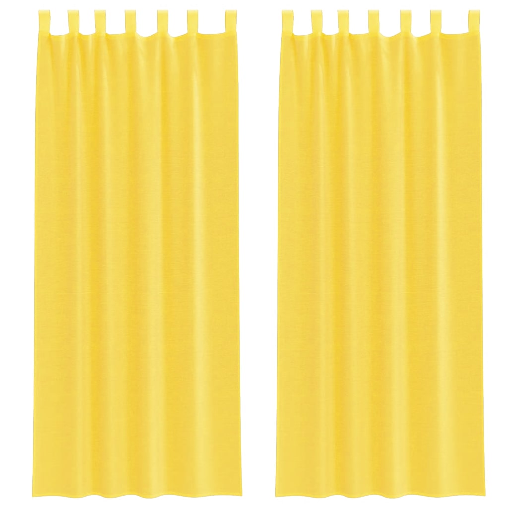 Voile Curtains with Loops 2 pcs Yellow 140x260 cm