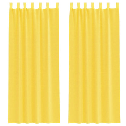 Voile Curtains with Loops 2 pcs Yellow 140x260 cm