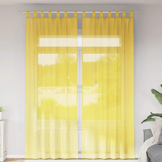 Voile Curtains with Loops 2 pcs Yellow 140x260 cm