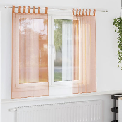 Voile Curtains with Loops 2 pcs Terracotta 140x175 cm