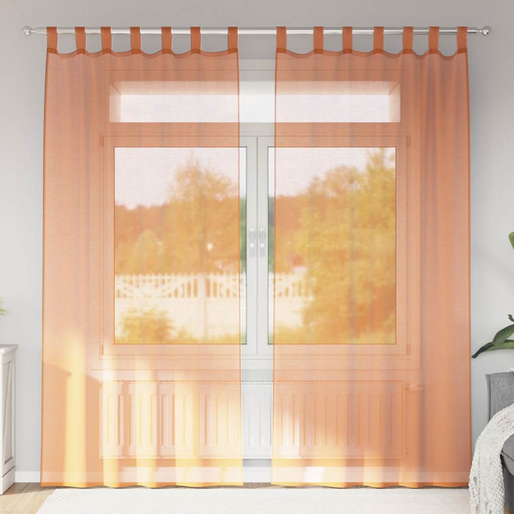 Voile Curtains with Loops 2 pcs Terracotta 140x245 cm