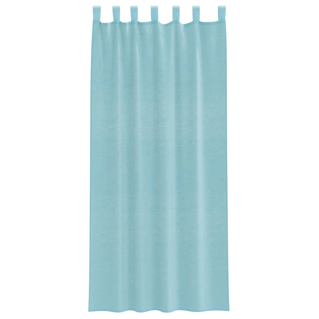 Voile Curtains with Loops 2 pcs Turquoise 140x245 cm