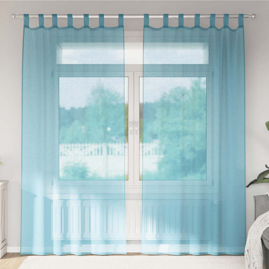 Voile Curtains with Loops 2 pcs Turquoise 140x245 cm