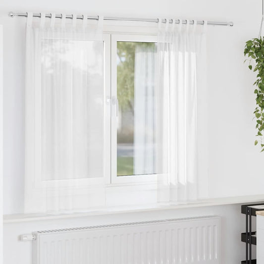 Voile Curtains with Loops 2 pcs White 140x140 cm
