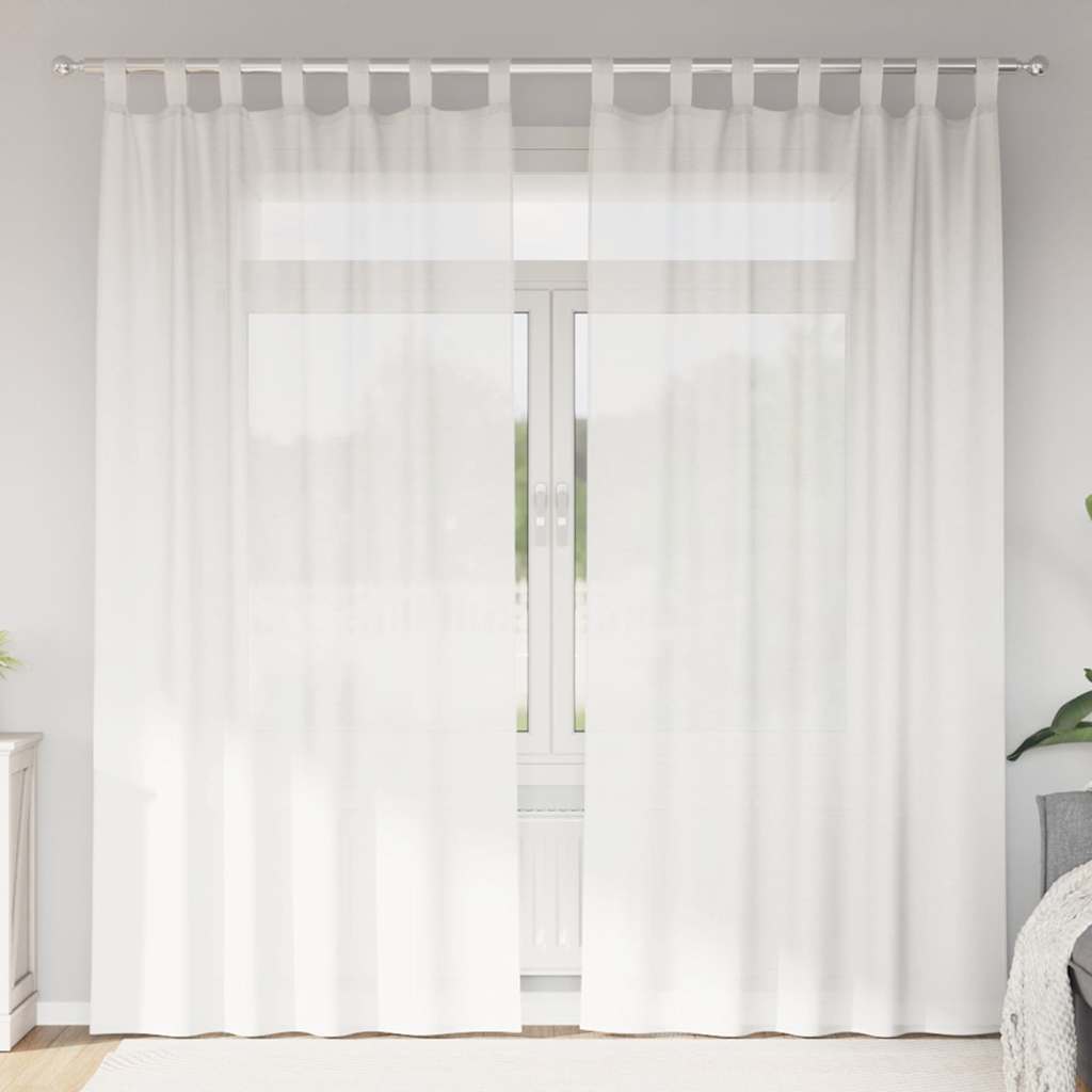 Voile Curtains with Loops 2 pcs White 140x225 cm