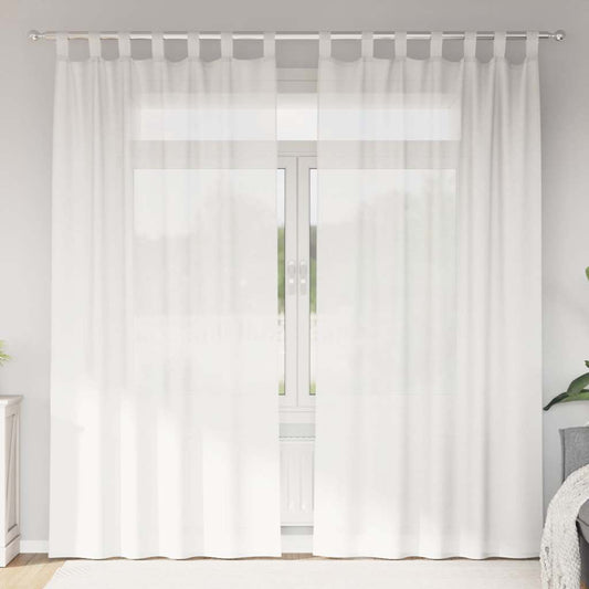 Voile Curtains with Loops 2 pcs White 140x225 cm