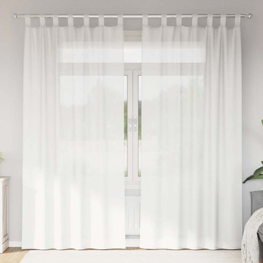 Voile Curtains with Loops 2 pcs White 140x245 cm