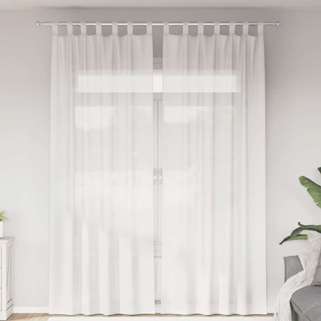 Voile Curtains with Loops 2 pcs White 140x260 cm