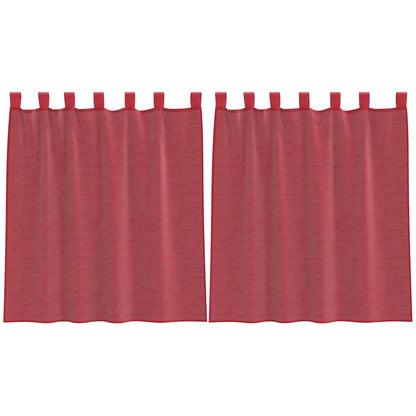 Voile Curtains with Loops 2 pcs Wine Red 140x140 cm