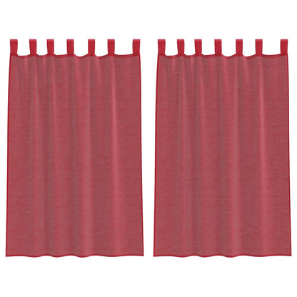 Voile Curtains with Loops 2 pcs Wine Red 140x175 cm