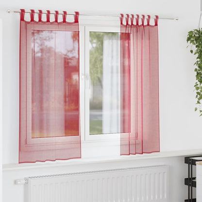 Voile Curtains with Loops 2 pcs Wine Red 140x175 cm