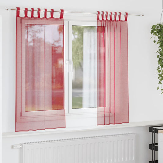Voile Curtains with Loops 2 pcs Wine Red 140x175 cm