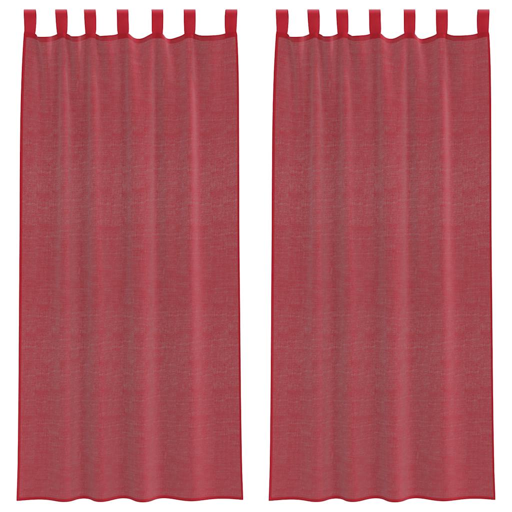 Voile Curtains with Loops 2 pcs Wine Red 140x245 cm