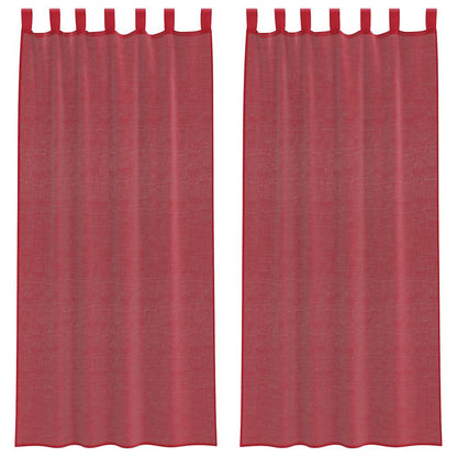 Voile Curtains with Loops 2 pcs Wine Red 140x245 cm