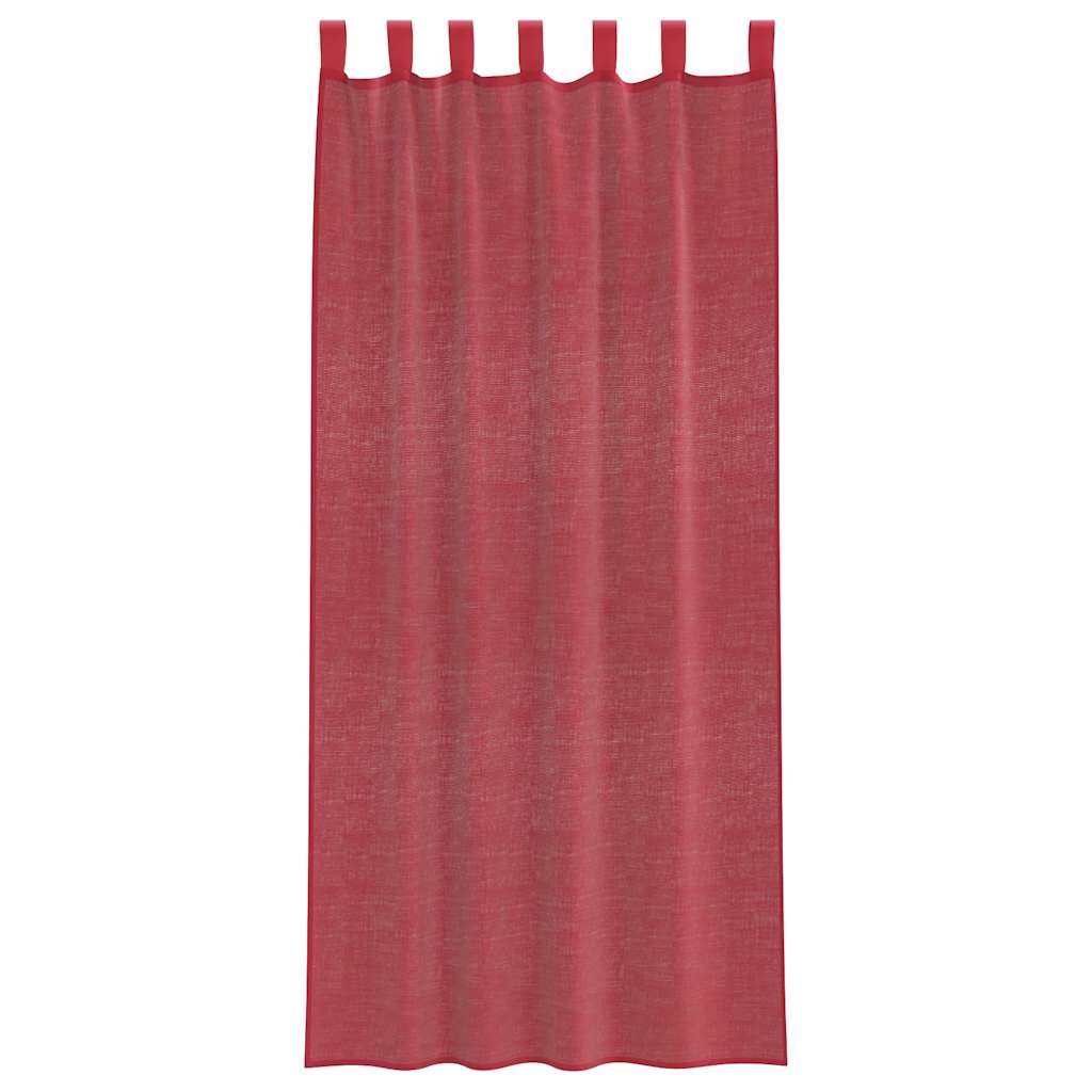 Voile Curtains with Loops 2 pcs Wine Red 140x245 cm