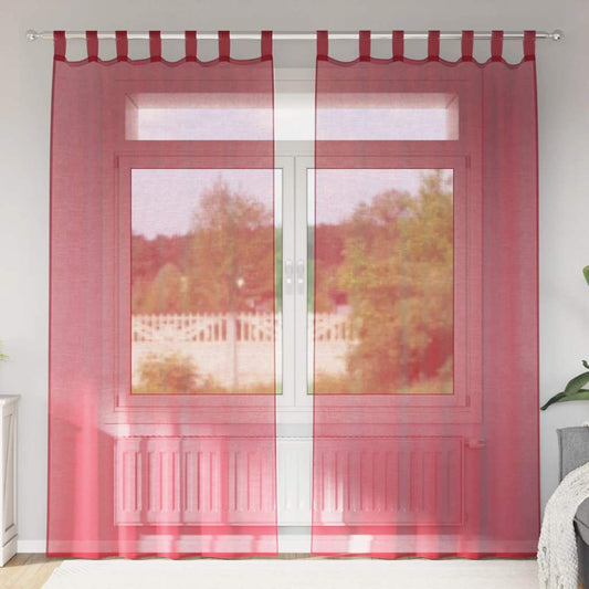 Voile Curtains with Loops 2 pcs Wine Red 140x245 cm