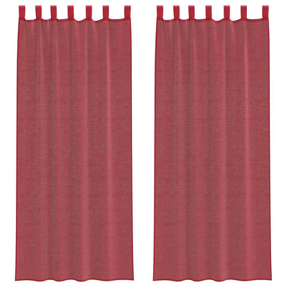 Voile Curtains with Loops 2 pcs Wine Red 140x260 cm