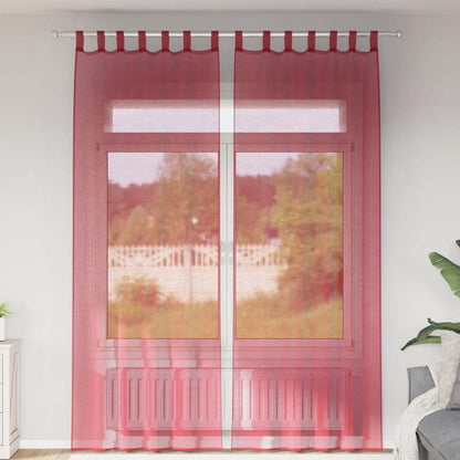 Voile Curtains with Loops 2 pcs Wine Red 140x260 cm