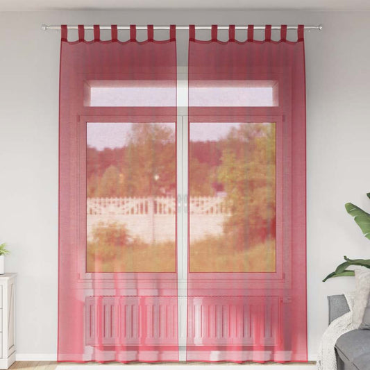 Voile Curtains with Loops 2 pcs Wine Red 140x260 cm