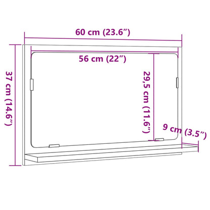 Bathroom Mirror Cabinet Concrete Grey 60x11x37 cm Engineered Wood