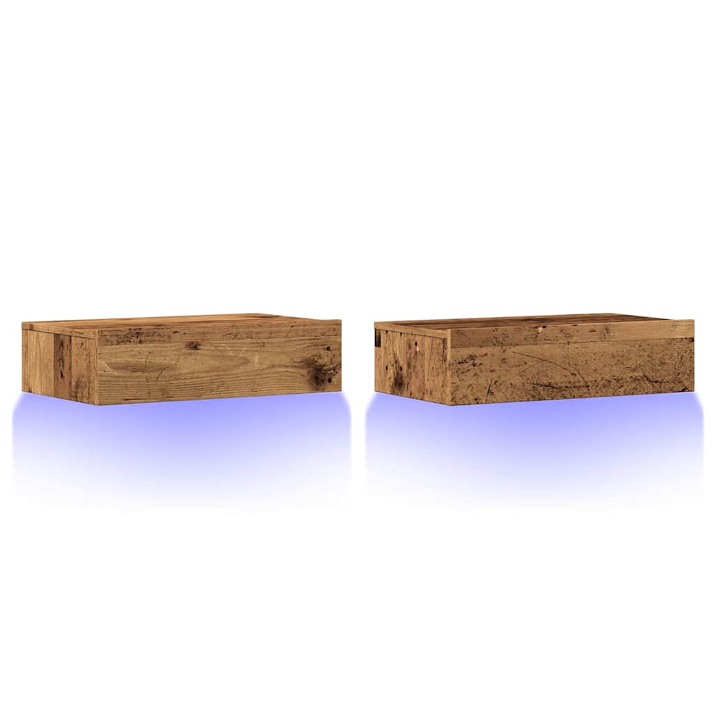 TV Cabinets with LED Lights 2 pcs Old Wood 60x35x15.5 cm