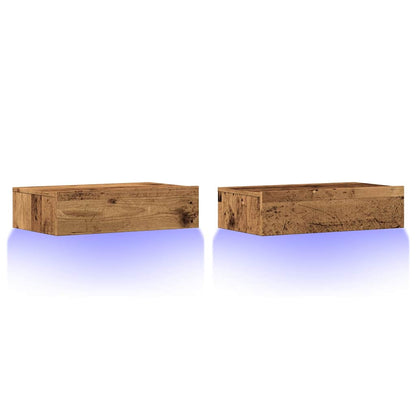 TV Cabinets with LED Lights 2 pcs Old Wood 60x35x15.5 cm