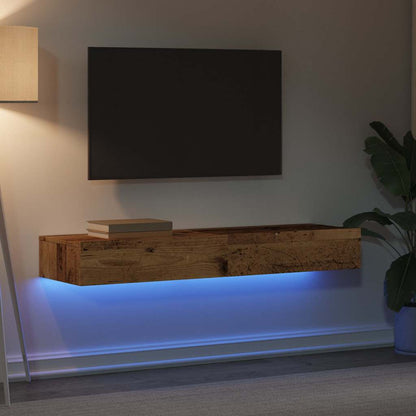 TV Cabinets with LED Lights 2 pcs Old Wood 60x35x15.5 cm