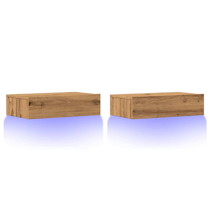 TV Cabinets with LED Lights 2 pcs Artisan Oak 60x35x15.5 cm