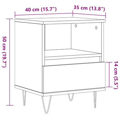 Bedside Cabinet Artisan Oak 40x35x50 cm Engineered Wood