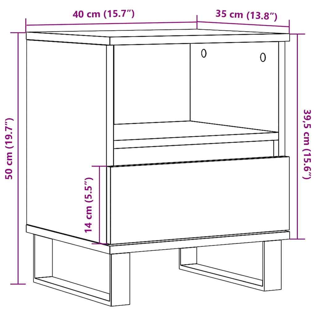 Bedside Cabinet Old Wood 40x35x50 cm Engineered Wood