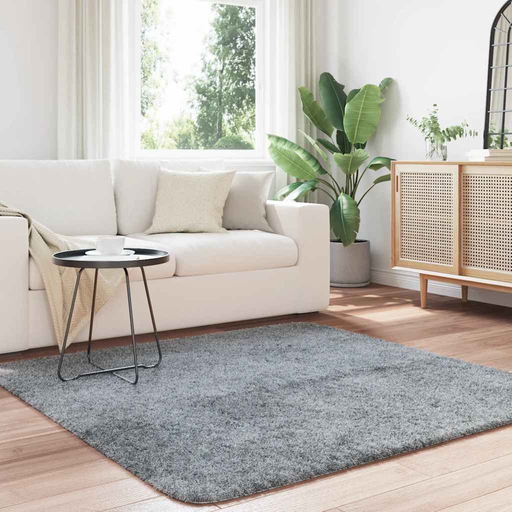 Shaggy Rug High Pile NAVARRA Light Grey 160x160 cm Polyester